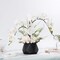 Faux Phalaenopsis Orchid in Black Vase – Artificial Flowers Decor